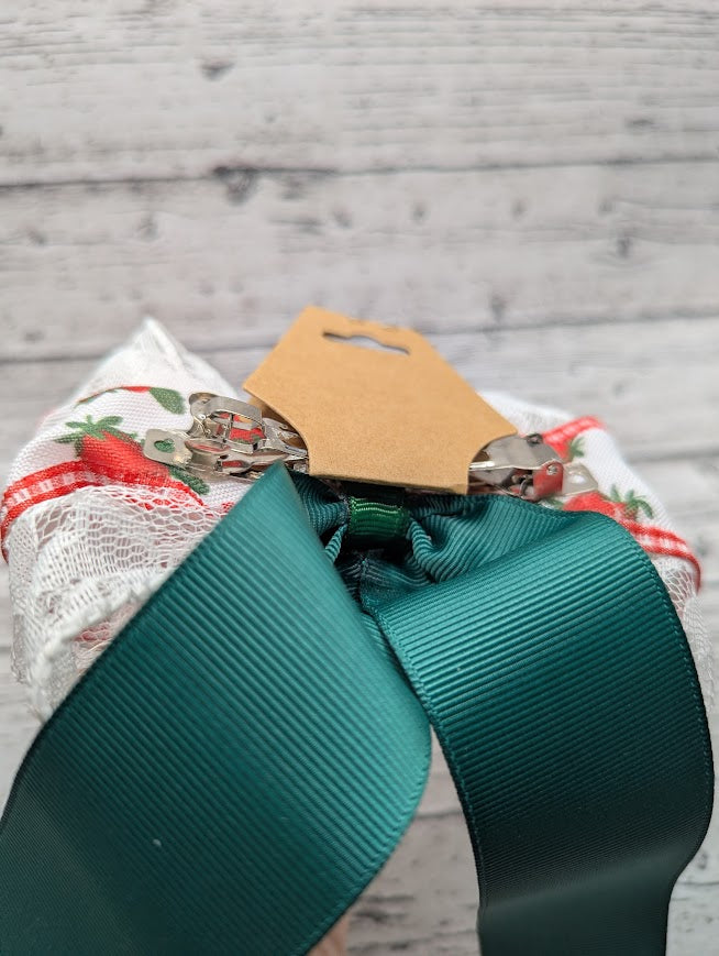 Strawberry Shortcake Dog Bow, Lace, Green, Hair Clip