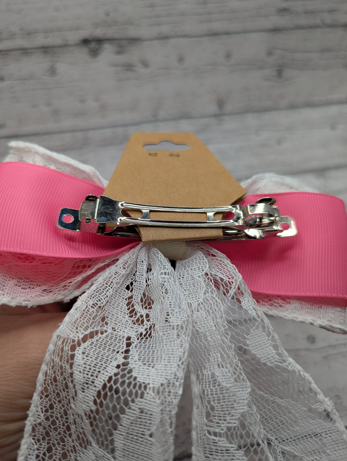 Hello Kitty Bow, Lace, Pink Hair Clip