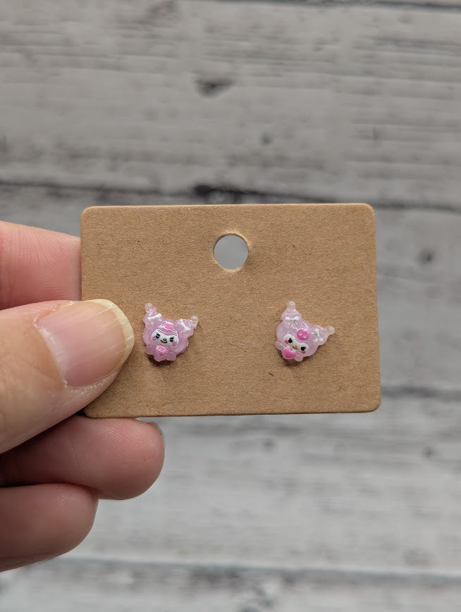 Kuromi Pink Face, Mini Stud Earrings