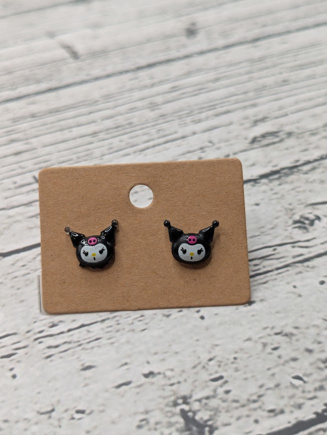 Kuromi Face Mini Stud Earrings