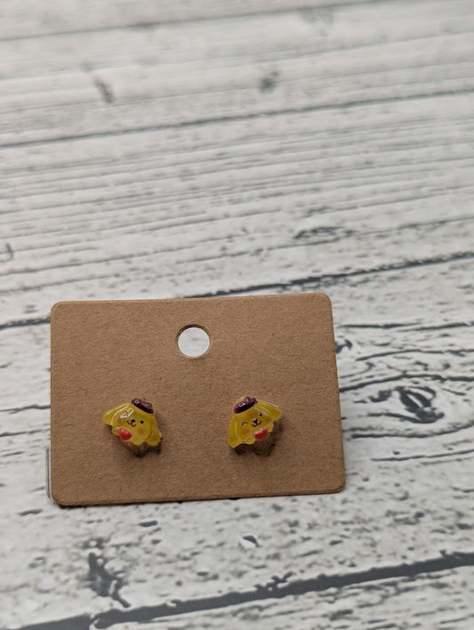 Pompompurin Winking with Heart, Mini Stud Earrings