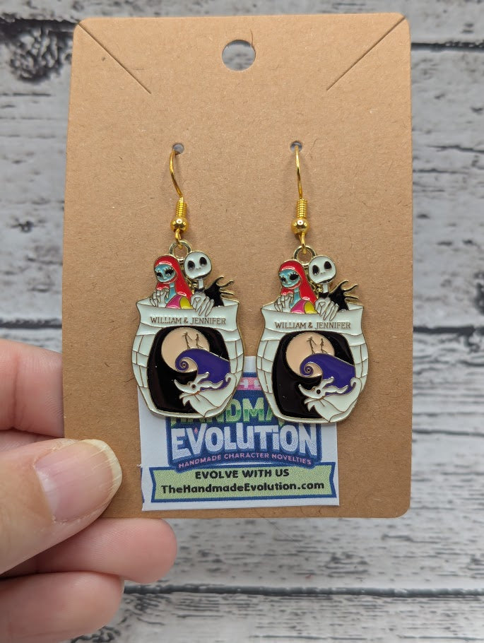 Jack, Sally & Zero, Gold Hook Dangle Earrings