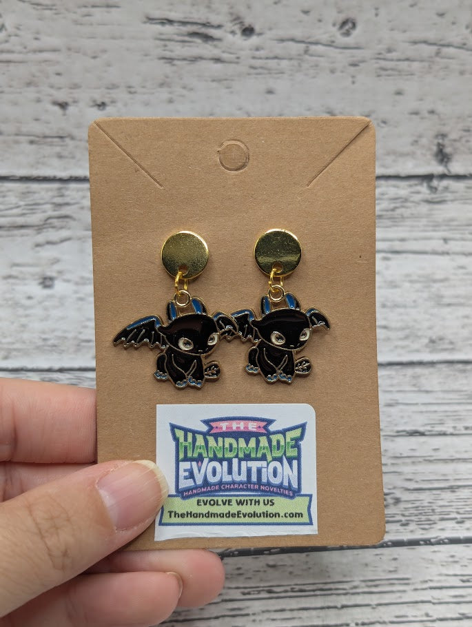 Toothless, Gold Circle Earrings