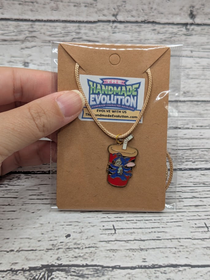 Stitch, Hugging Drink Cup, Tan Necklace