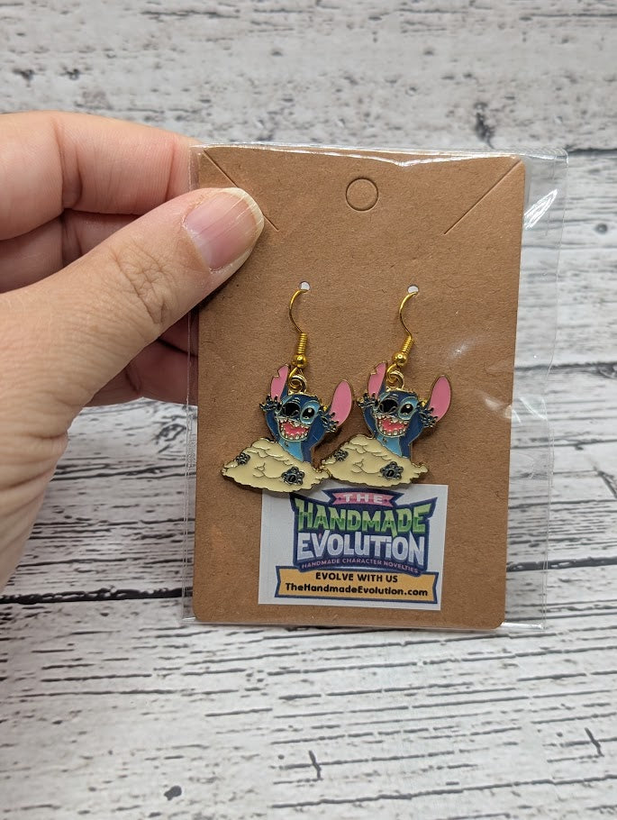 Stitch, In Sand, Gold Hook Dangle Earrings