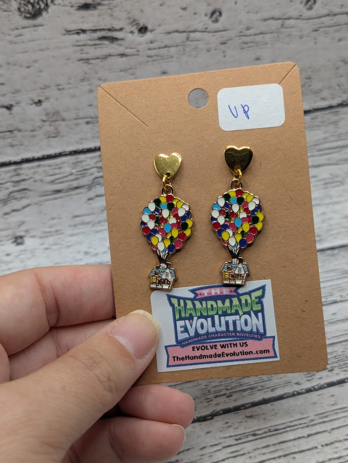 Up Balloon House, Gold Heart Earrings