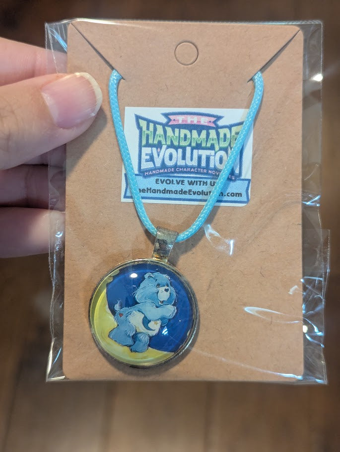 Blue Care Bear, Bezel, Blue Necklace