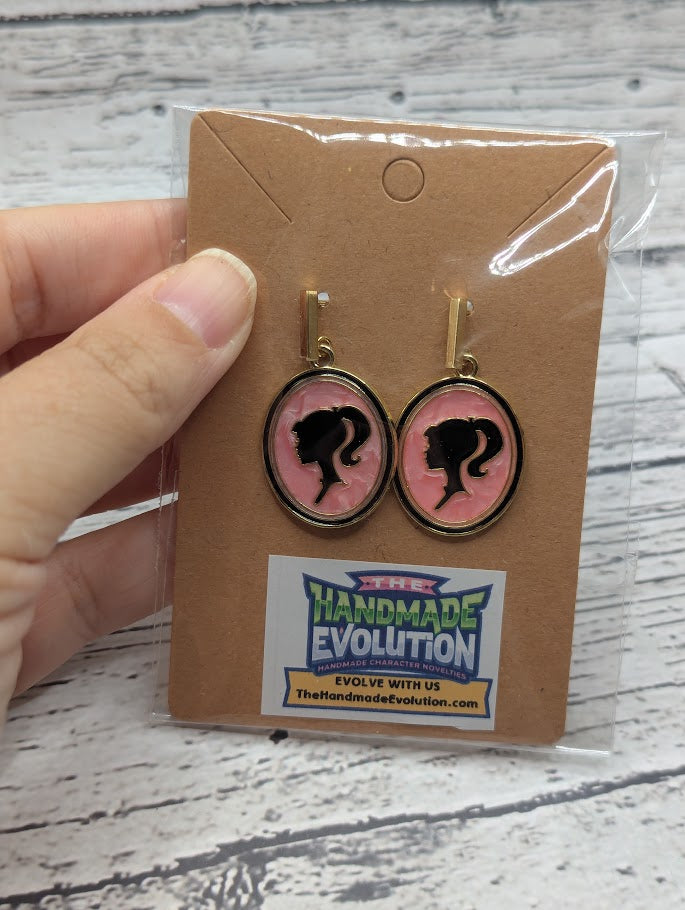 Barbie Silhouette Earrings, Gold Bar Stud Earrings