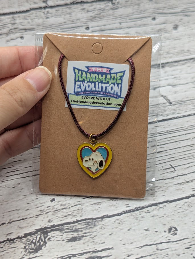 Snoopy in Heart Necklace, Black Necklace