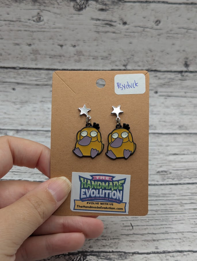 Psyduck, Silver Star Stud Earrings