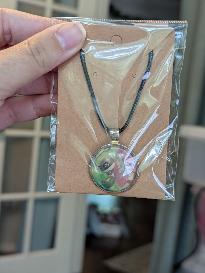 Vivillon, Upcycled Pokemon Card, Bezel, Black Necklace