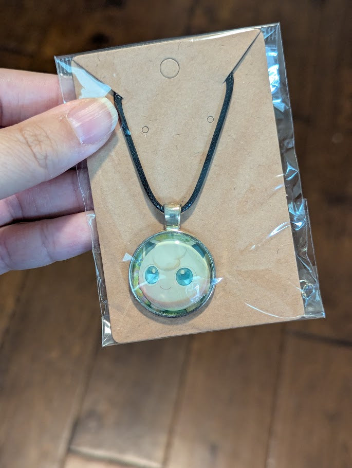 Jigglypuff, Upcycled Pokemon Card, Bezel, Black Necklace