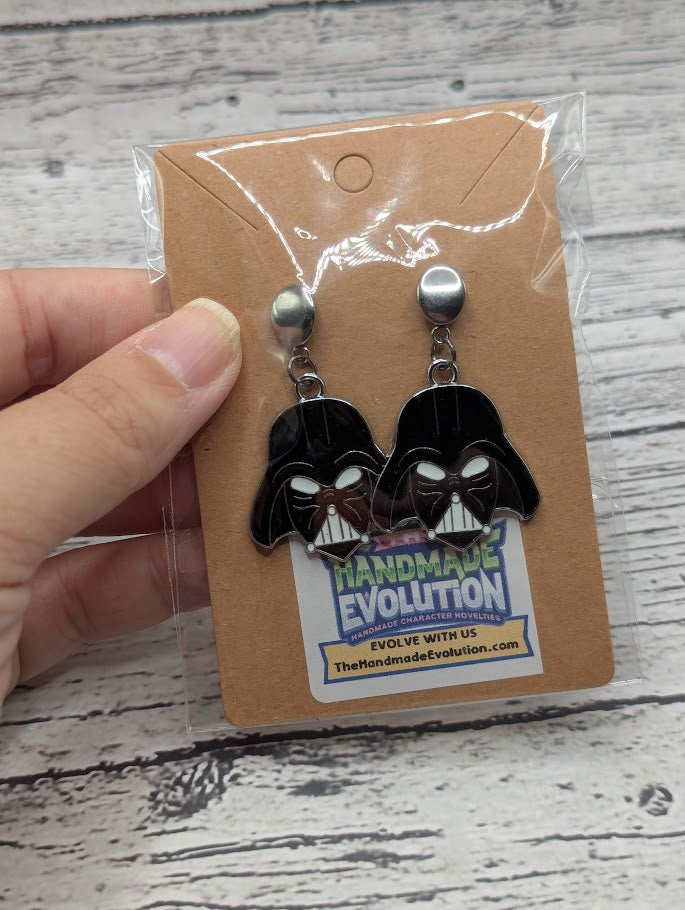 Darth Vader, Silver Oval Earrings