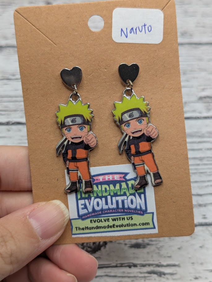 Naruto, Silver Heart Stud Earrings