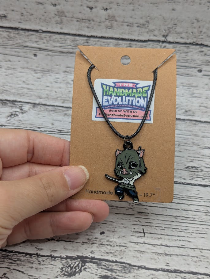 Demon Slayer, Pig Head, Black Necklace