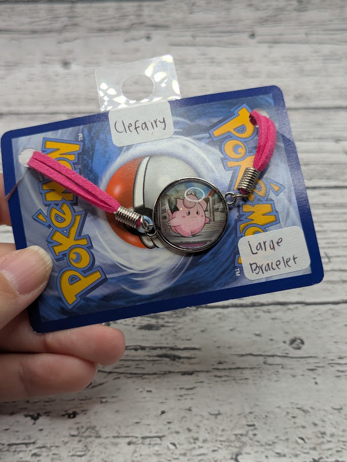 Clefairy, Bezel, Large Bracelet or Anklet - Adjustable, Pink