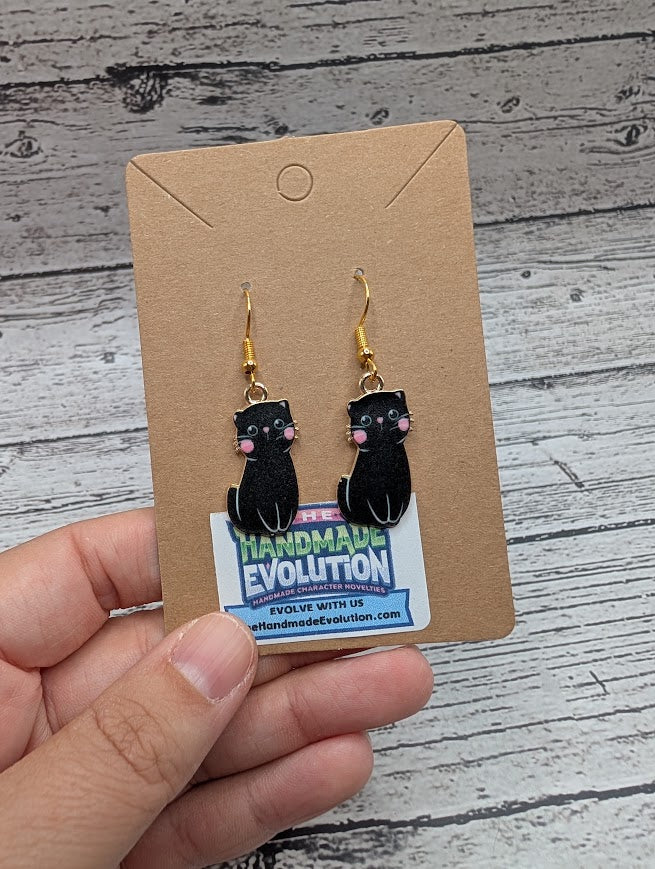 Cat Earrings - Black Cat