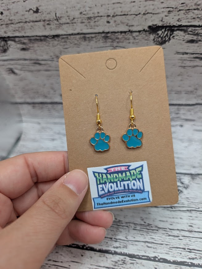 Paw Print Earrings - Blue