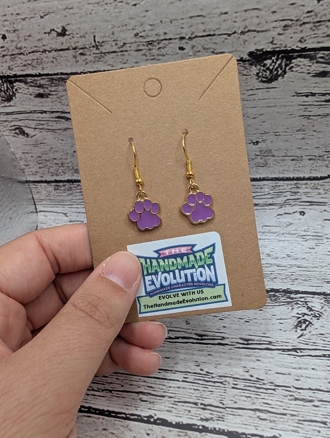 Paw Print Earrings - Purple