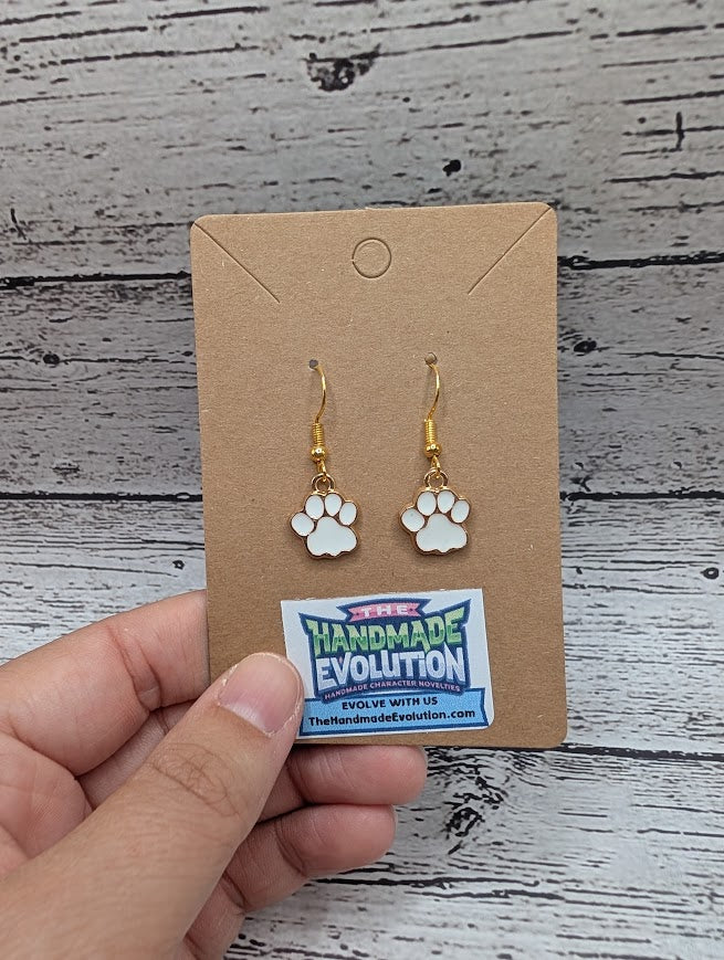 Paw Print Earrings - White