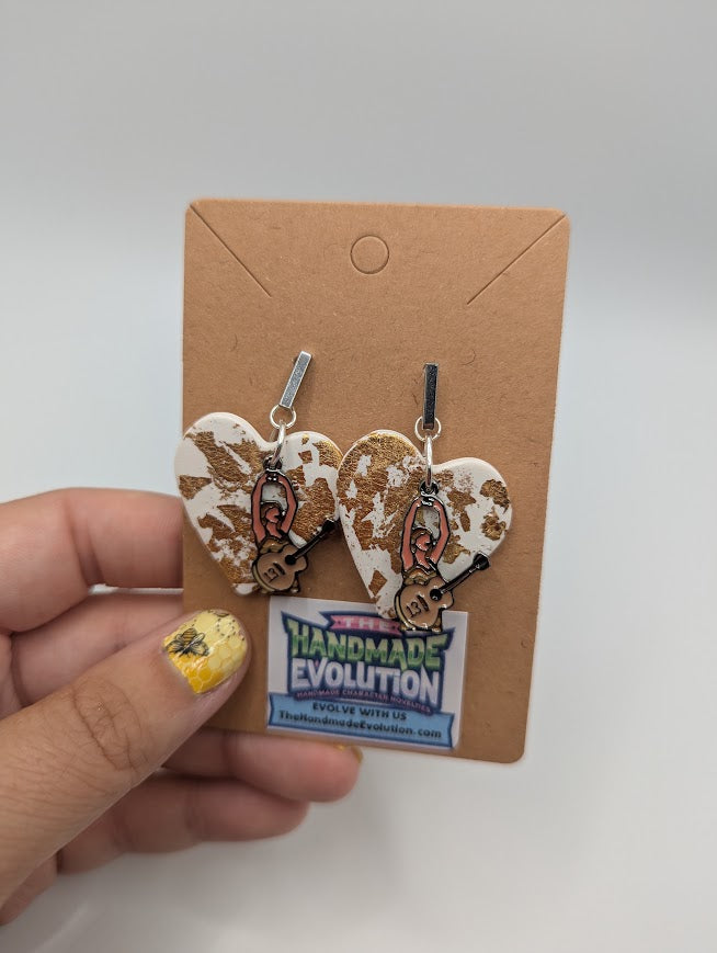 Taylor Swift Heart Gold Heart Clay Stud Earrings