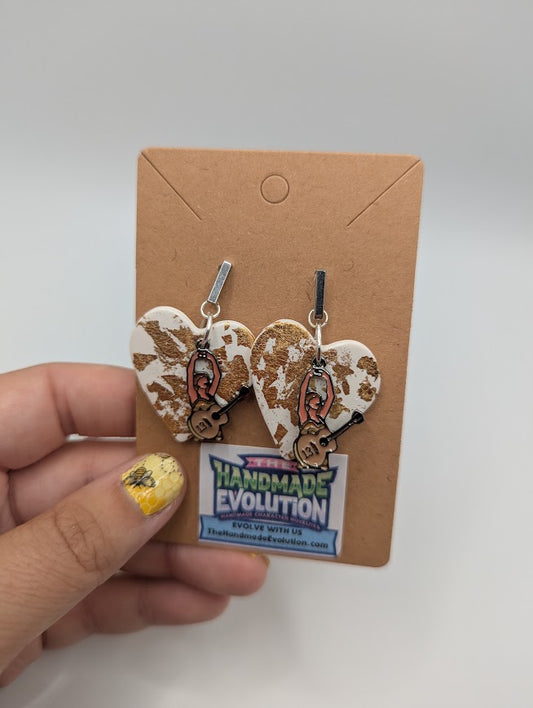 Taylor Swift Heart Gold Heart Clay Stud Earrings