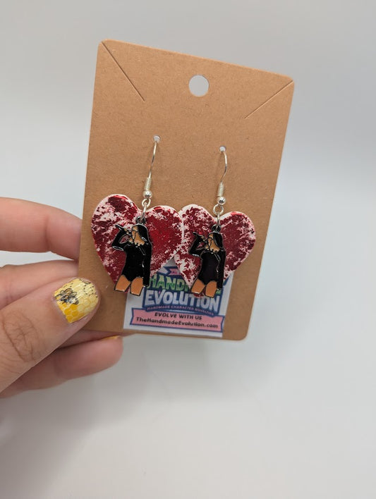 Taylor Swift Singing Clay Red Heart Hook Dangle Earrings