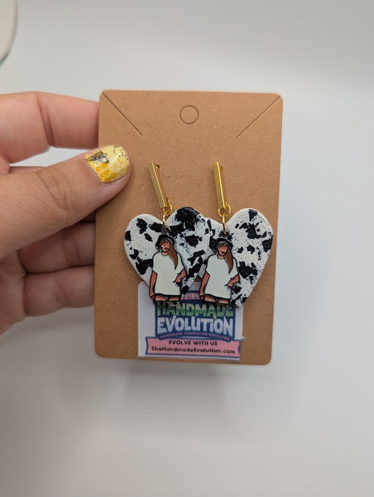 Taylor Swift Standing Clay Black Heart Stud Earrings