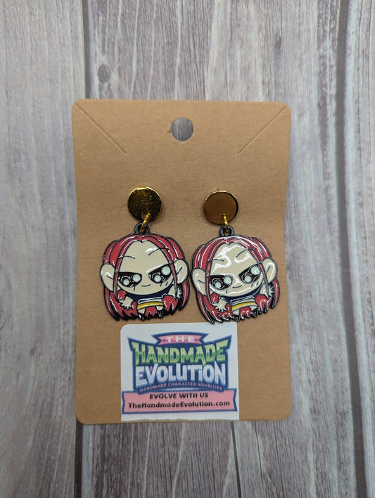 Mira Cartoon Gold Circle Stud Earrings