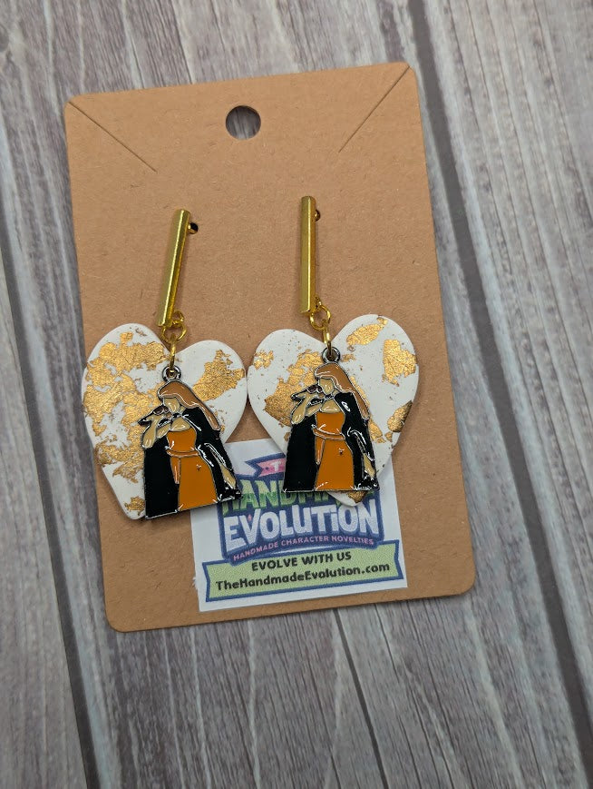 Taylor Swift Singing Clay Gold Heart Stud Bar Earrings