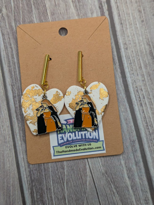 Taylor Swift Singing Clay Gold Heart Stud Bar Earrings