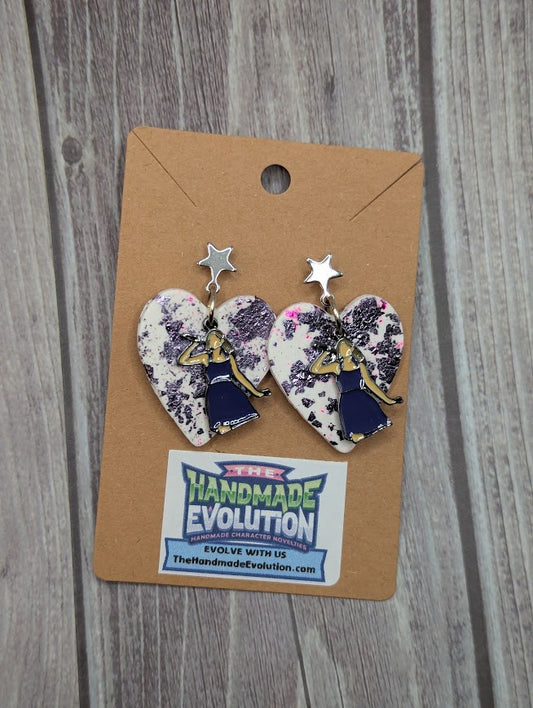 Taylor Swift Singing, Purple Heart Clay, Star Stud Earrings