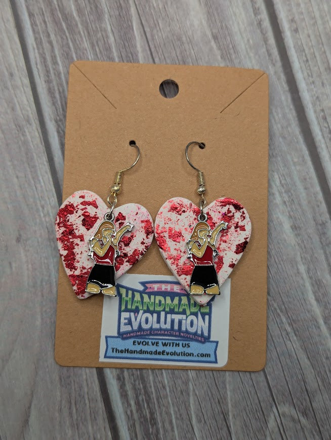 Taylor Swift Pointing Clay Red Heart Hook Dangle Earrings