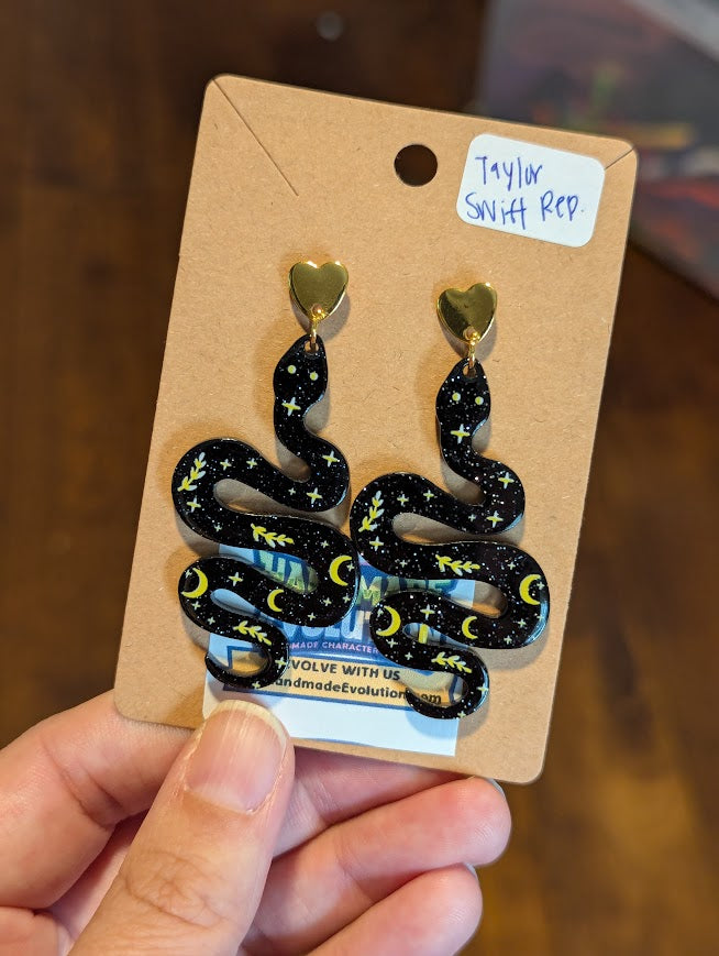 Taylor Swift Snake Gold Heart Stud Earrings