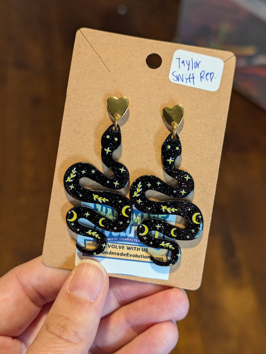 Taylor Swift Snake Gold Heart Stud Earrings