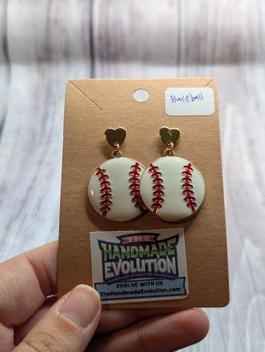 Baseball Heart Stud Earrings