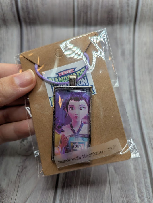 Zoey Ramen Rectangle Bezel Purple Necklace