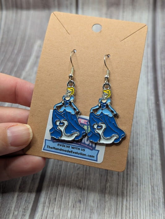 Cinderella Dress, Silver Hook Earrings