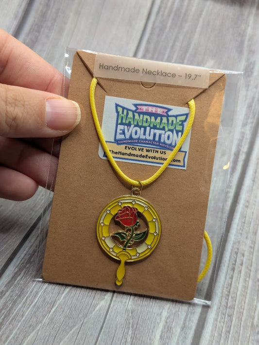 Belle Rose Fan, Yellow Necklace