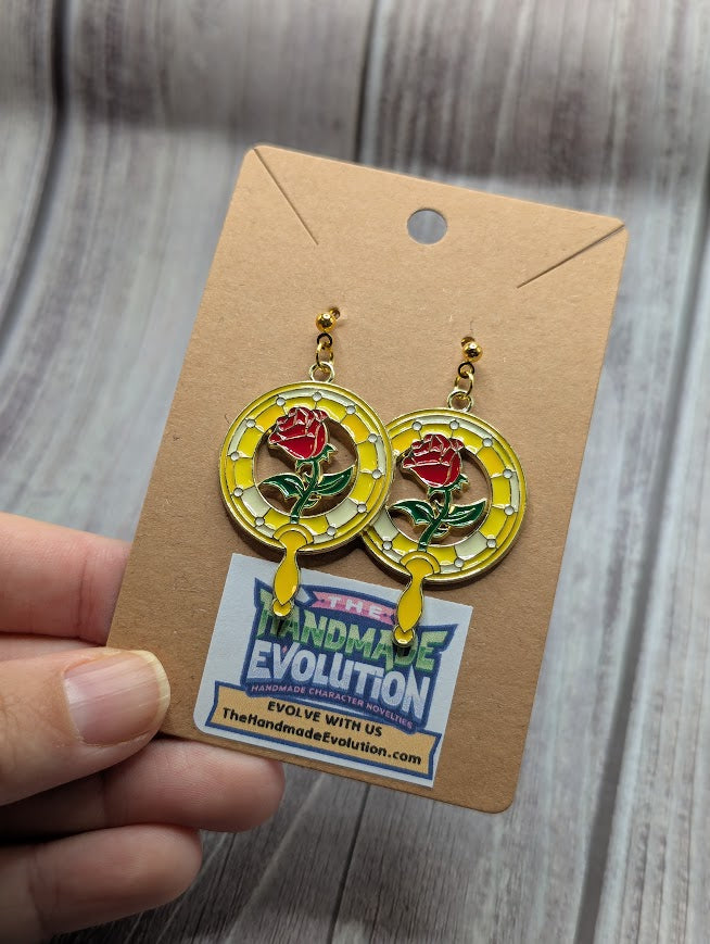 Belle Rose Fan, Gold Dot Stud Earrings