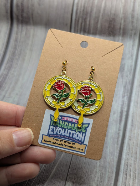Belle Rose Fan, Gold Dot Stud Earrings