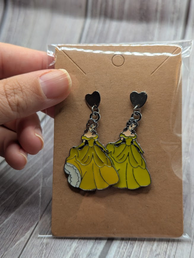 Belle Dress, Silver Heart Stud Earrings
