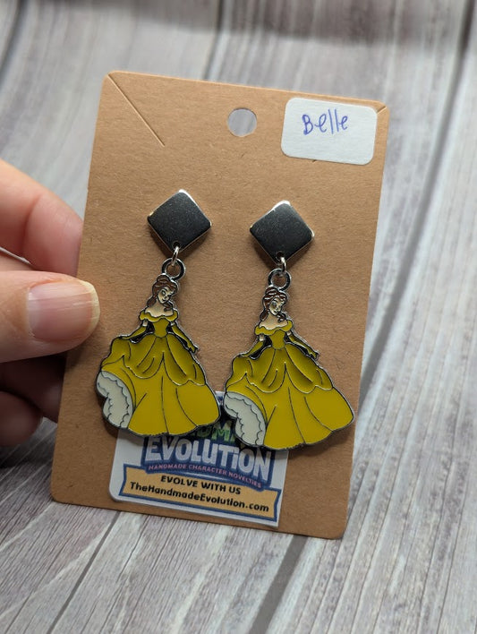 Belle Dress, Silver Diamond Stud Earrings