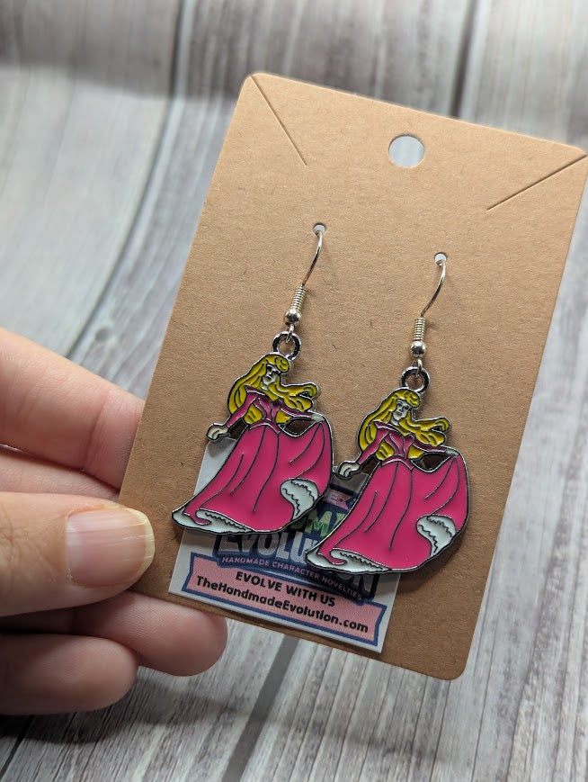 Aurora Dress, Silver Hook Dangle Earrings