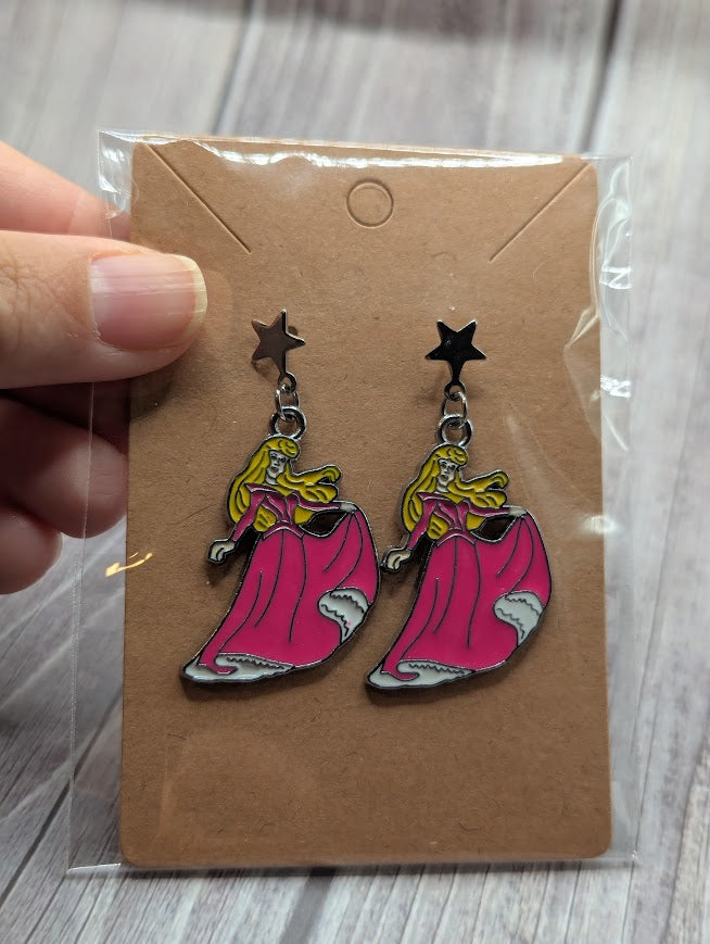 Aurora Dress, Silver Star Stud Earrings