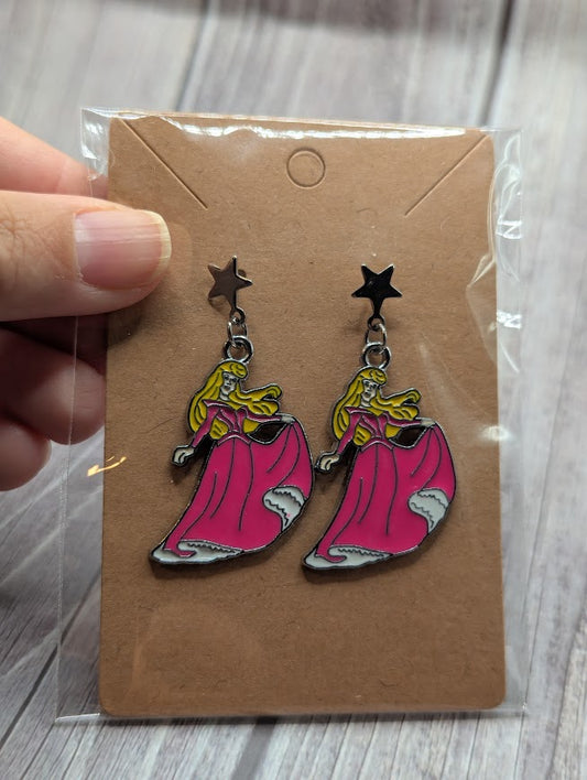 Aurora Dress, Silver Star Stud Earrings