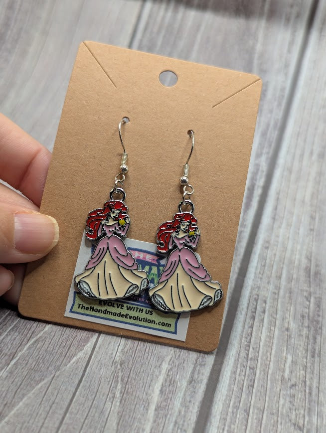Ariel Dress, Silver Hook Dangle Earrings