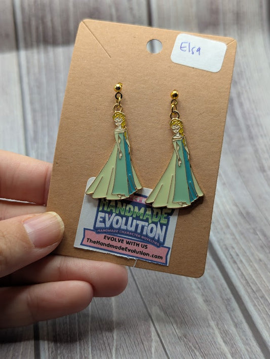 Elsa Dress, Gold Dot Stud Earrings