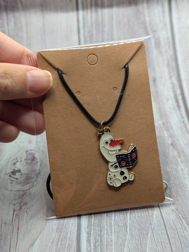 Olaf Reading Frozen, Black Necklace