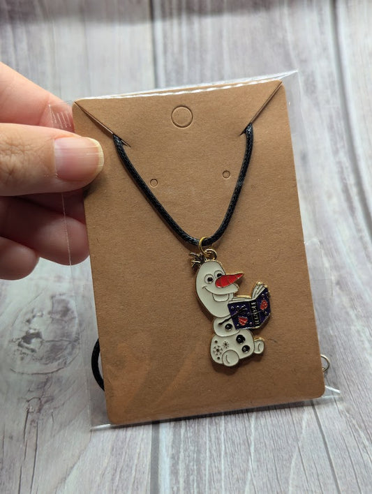 Olaf Reading Frozen, Black Necklace
